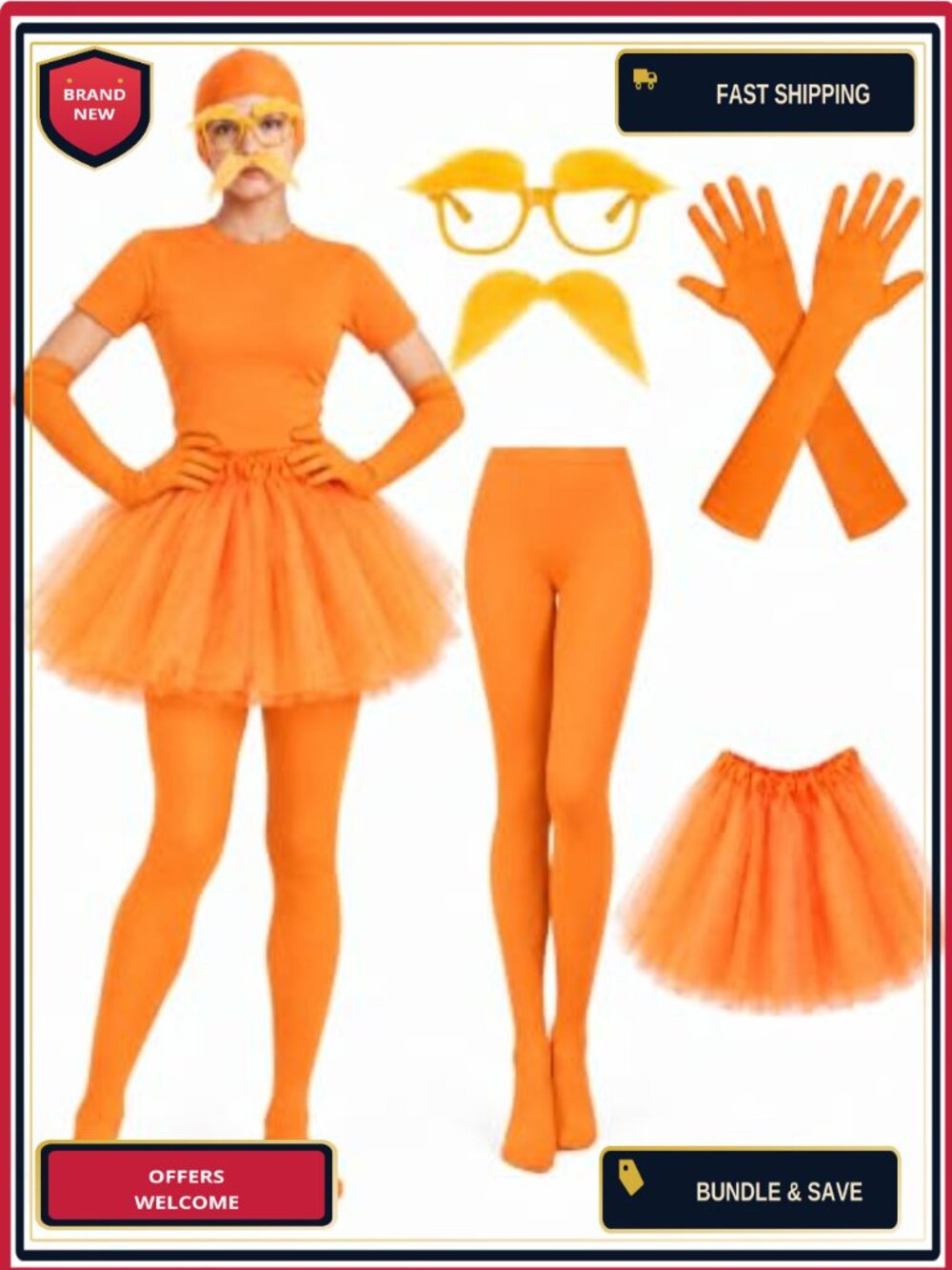 5 Pc Tulle Tutu Costume Set Cosplay Accessories Gloves Tights